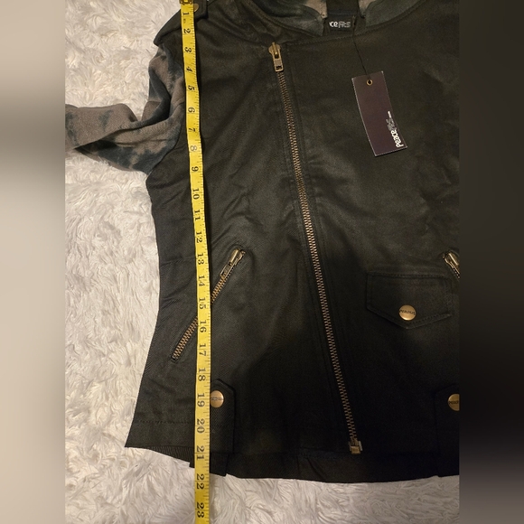 NWT PIECES MOTORCYCLE JACKET SMOKE DYE SIZE M COLOR BLACK - Picture 6 of 16